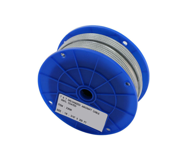 1/16" X 1/8" Vinyl Coated Wire Rope 7 X 7 Stainless Steel - Oaks Distribution Inc